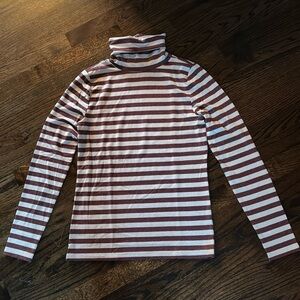 LOFT Rust & Beige Shimmer Stretch Turtle Neck. Medium.
